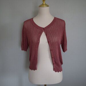 Mauve Knit Button-Up Cardigan Top (Size M)